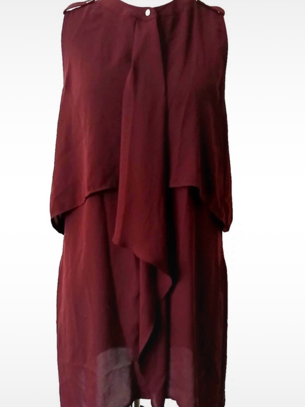 White House Black Market Sleeveless Layered Chiffon Dress/ Tunic in Burgundy